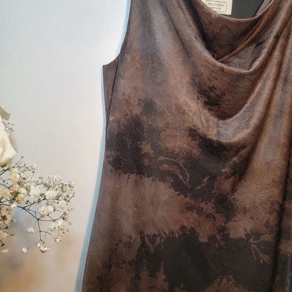 SEXY brown faux cowhide leather look. Mini dress. cowl neck. Sz.6. - Picture 3 of 6